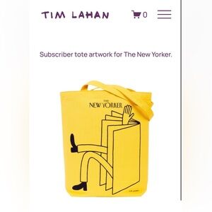 Yellow New Yorker Tote Bag by Tim Lahan - NEW - Limited Edition